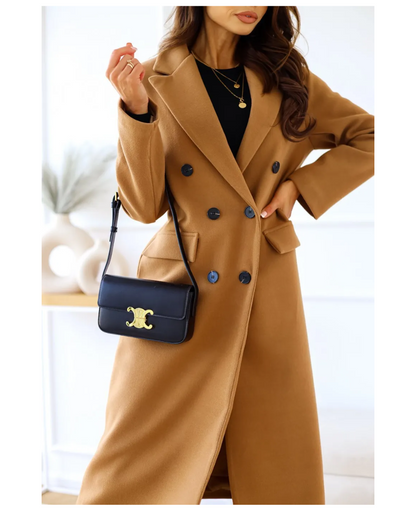 LIVIA - Elegante lange trenchcoat voor dames met dubbele knoopsluiting en getailleerde pasvorm