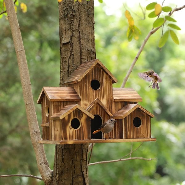 NatuurNest – Handgemaakt Vogelhuis met 6 Ingangsgaten