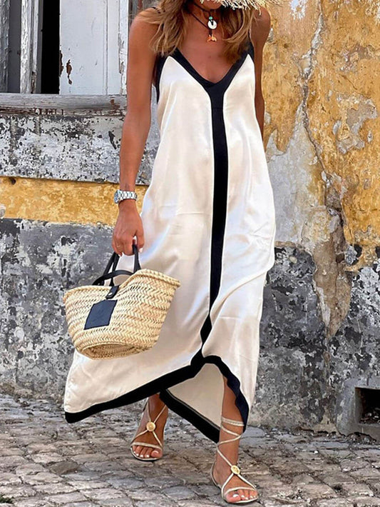 Vrouwen - Mouwloze Maxi Jurk - Vloeiende Pasvorm - Zomer Mode - Elegante Zomerjurk - Glamorix