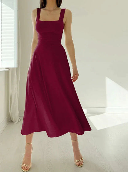 Zomerse damesjurk met brede bandjes en aansluitende taille – SOLARA SHAPE - Glamorix