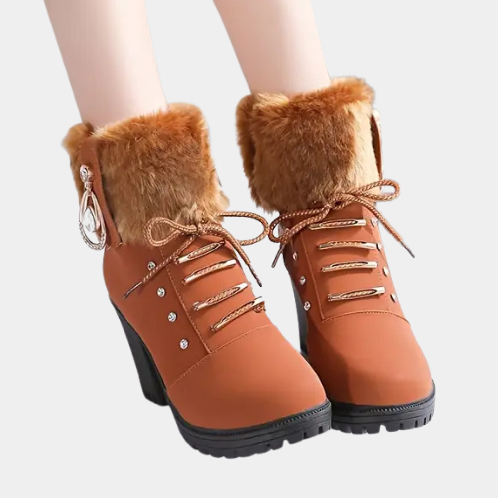 LIV - Enkellaarsjes met vetersluiting en stevige hak