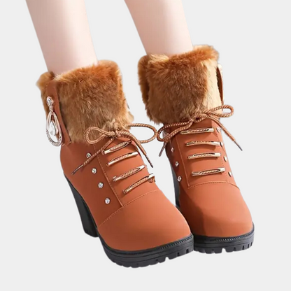 LIV - Enkellaarsjes met vetersluiting en stevige hak