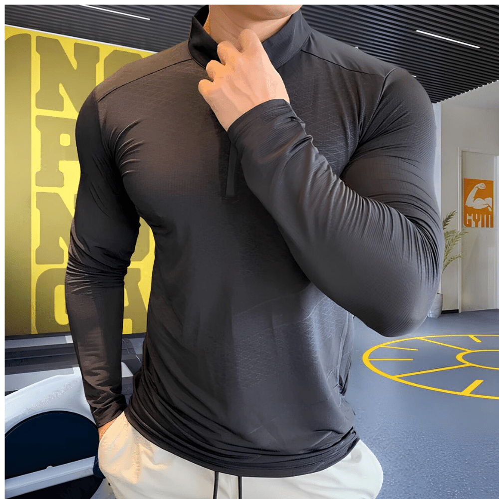 FITNESS ZIP - Heren fitness shirt met rits, functioneel en comfortabel voor elke workout