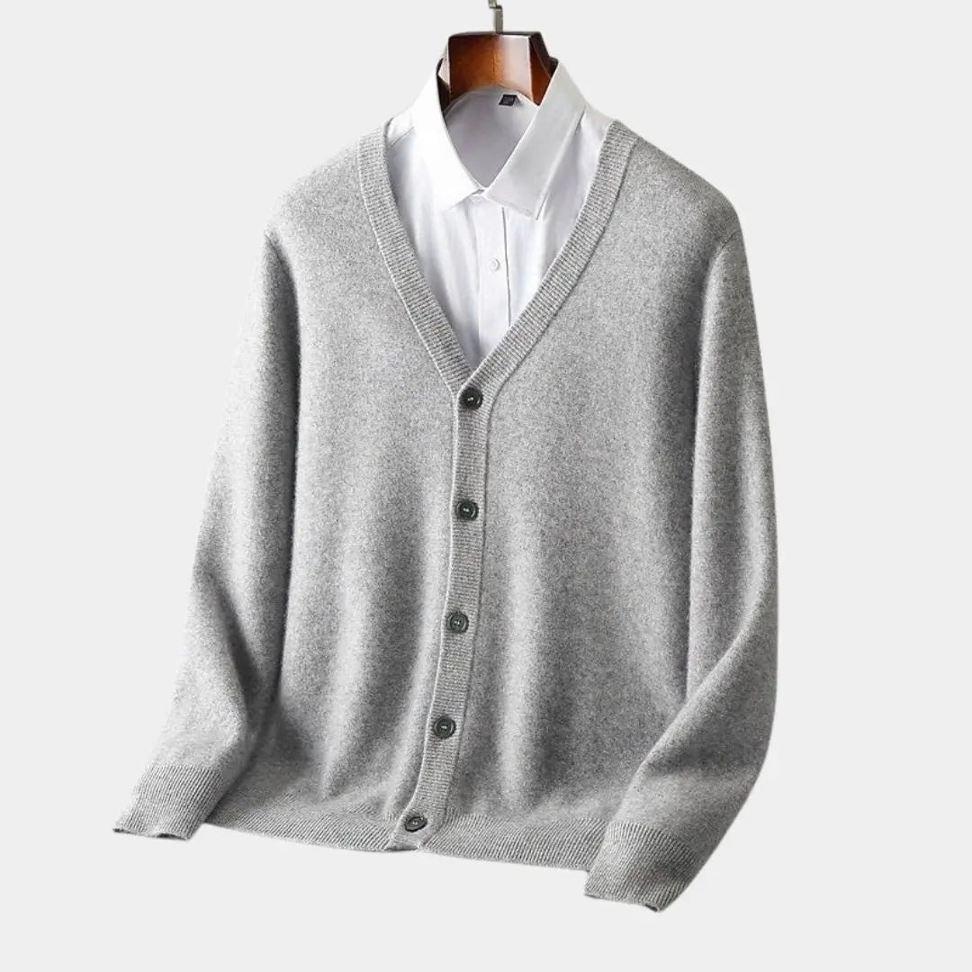 Gebreid heren vest met knoopsluiting en klassieke fit – DOVAREN - Glamorix