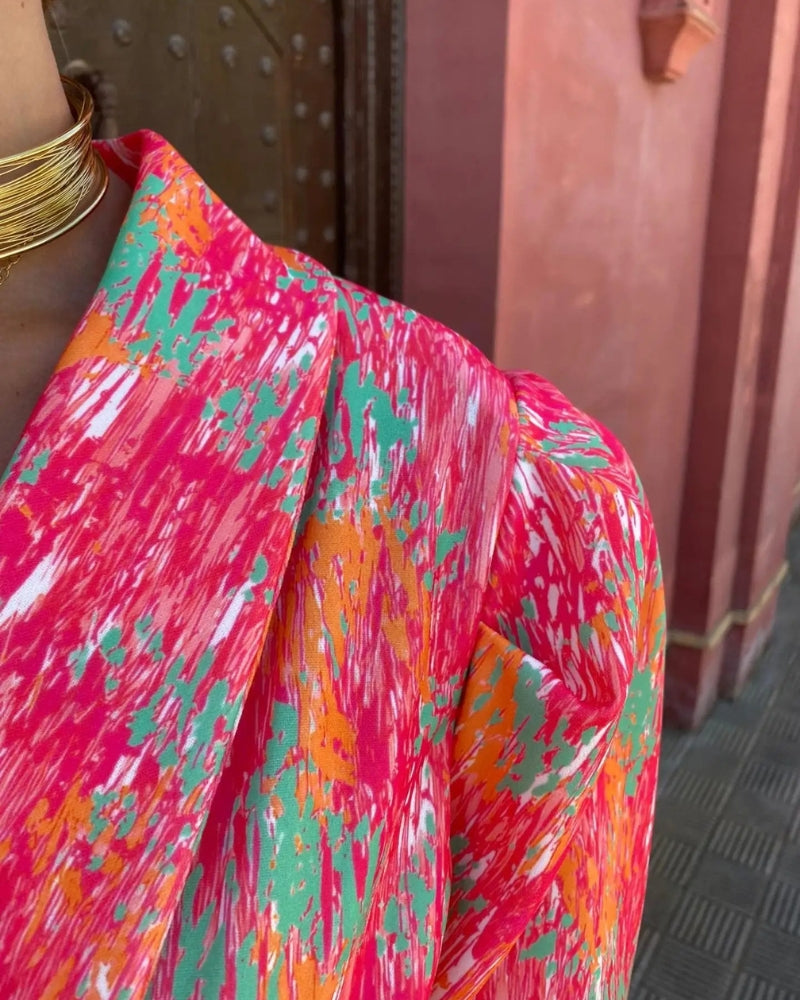 Luchtige dames playsuit met V-hals en strikceintuur – SIENNA WRAP - Glamorix