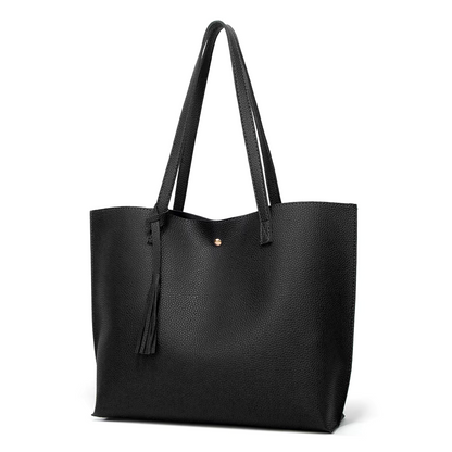 CAMILLE - Zwarte leren shopper met een elegante uitstraling