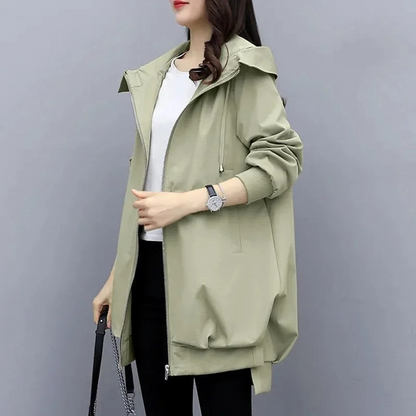 SIENNA - Casual trenchcoat met trekkoord, capuchon en oversized pasvorm voor dames