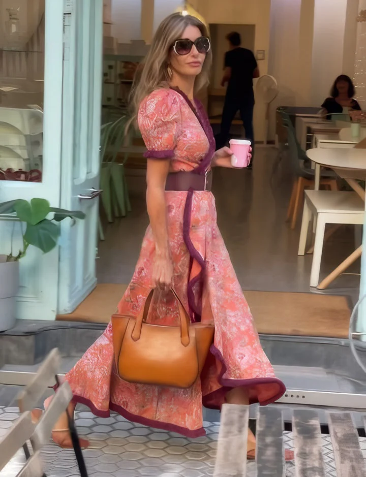 Vrouwen - Wikkeljurk met Pofmouwen - Elegante Snit - Mode voor Herfst - Endellion Wikkeljurk - Glamorix