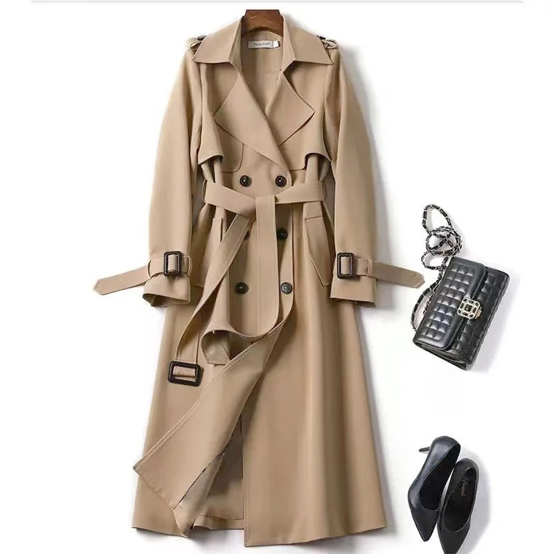 EVELYN - Lange trenchcoat met dubbele knoopsluiting en ceintuur voor dames