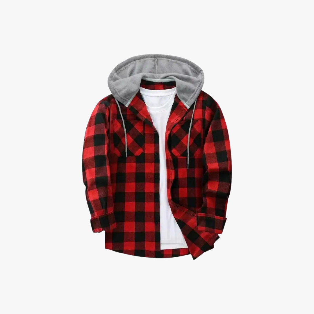 LUCAS - Geruit flanellen shirt met capuchon voor heren