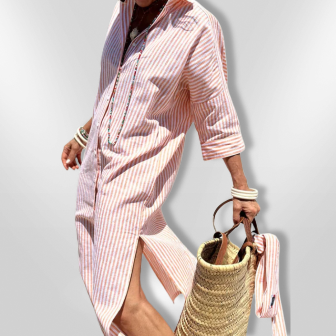 LYONNE – Gestreepte overhemdjurk met moderne snit en tijdloze klasse