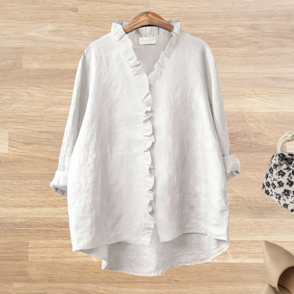 Lysandra - Losvallende blouse met ruffle kraag voor dames - Glamorix
