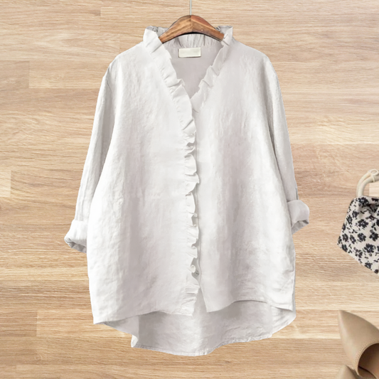 Lysandra - Losvallende blouse met ruffle kraag voor dames - Glamorix