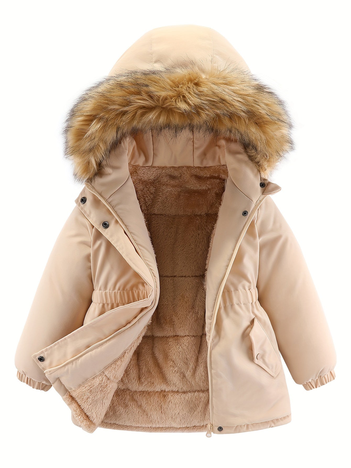 Jezen - Gewatteerde Winterparka met Imitatiebont voor Meisjes