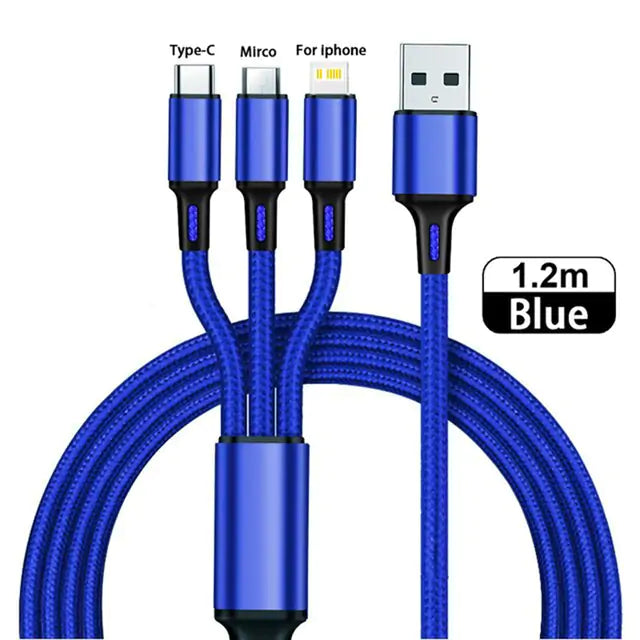 3-in-1 USB Kabel Type-C - Universele Oplaad- en Gegevenskabel voor al je apparaten