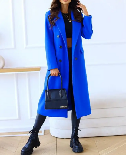 LIVIA - Elegante lange trenchcoat voor dames met dubbele knoopsluiting en getailleerde pasvorm