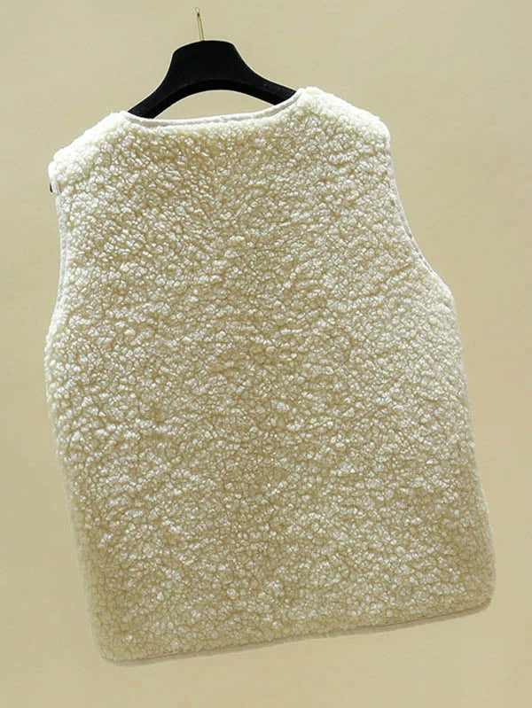 ELISE - Zacht Sherpa-vest zonder mouwen met knoopsluiting voor dames