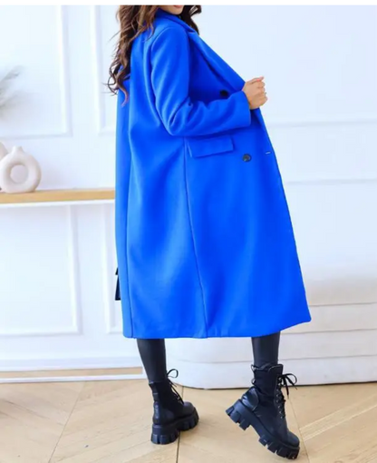 LIVIA - Elegante lange trenchcoat voor dames met dubbele knoopsluiting en getailleerde pasvorm