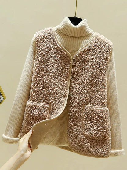 ELISE - Zacht Sherpa-vest zonder mouwen met knoopsluiting voor dames