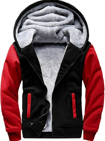 JOSH - Sherpa gevoerde kinder fleece jack met capuchon en ritssluiting