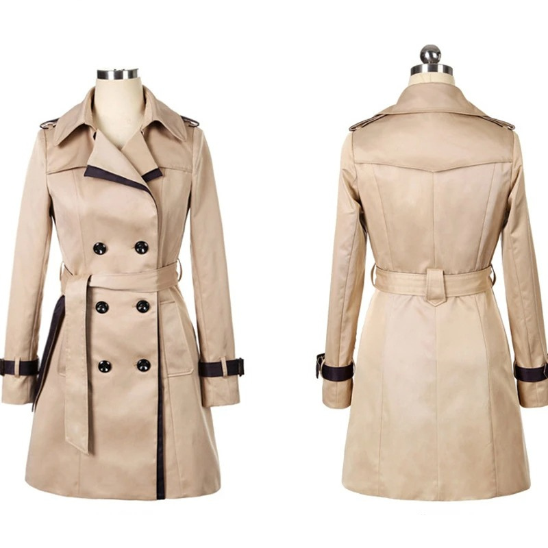 MIRELLA - Stijlvolle slim-fit dames trenchcoat met dubbele knopen