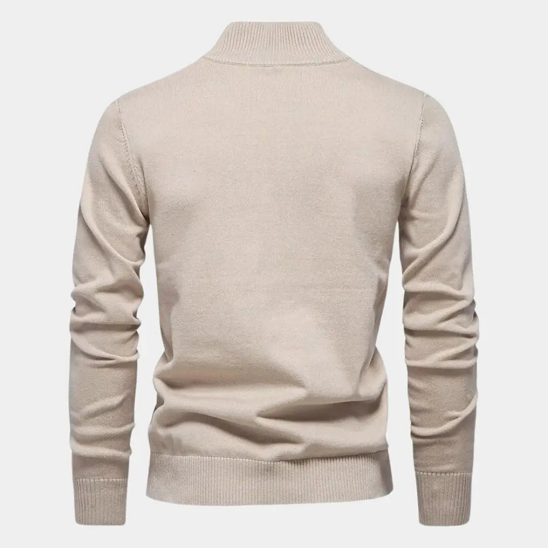 Gebreide herentrui met kraag en ritssluiting – TREVARO - Glamorix