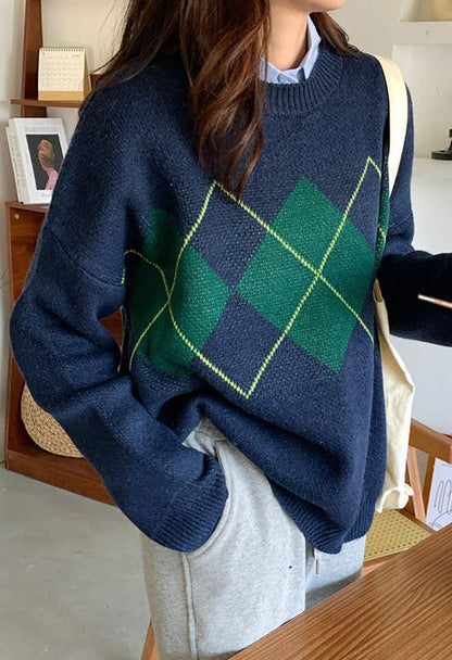 ARGYLE CHIC - Stijlvolle Pullover met Trendy Argyle Patroon