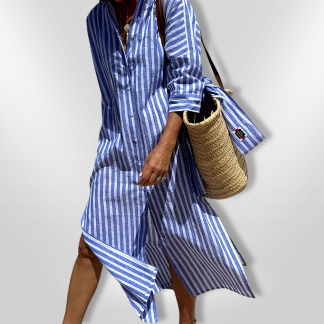 LYONNE – Gestreepte overhemdjurk met moderne snit en tijdloze klasse