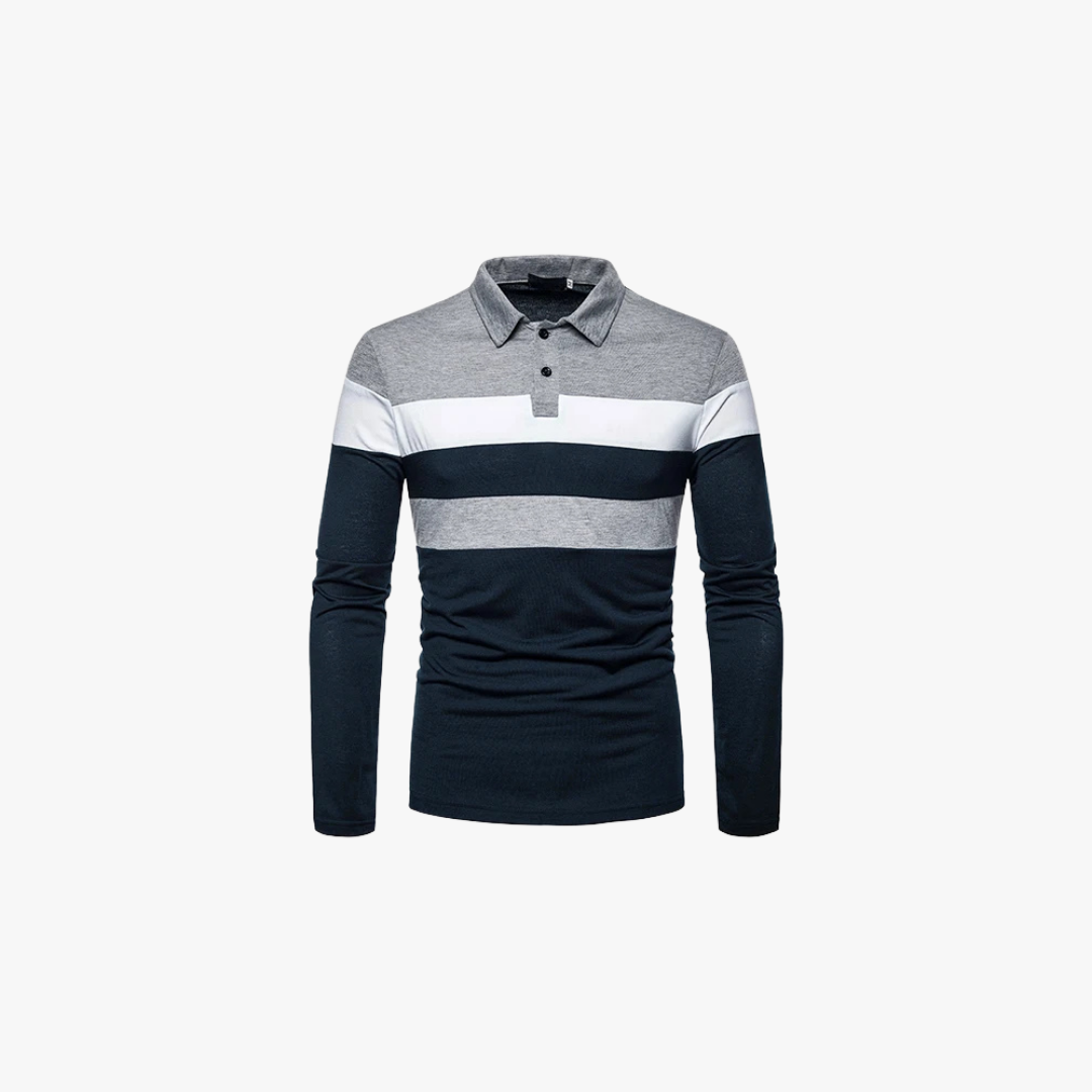 Eliab | Gestreept poloshirt met lange mouwen - Glamorix