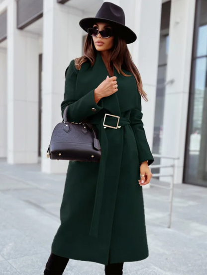 AMARA - Wol trenchcoat voor dames met ceintuur en sjaalkraag