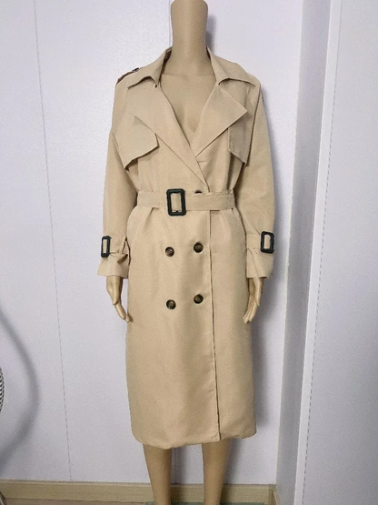 ISADORA - Elegante dames trenchcoat met ceintuur, oversized mouwen en dubbele rij knopen