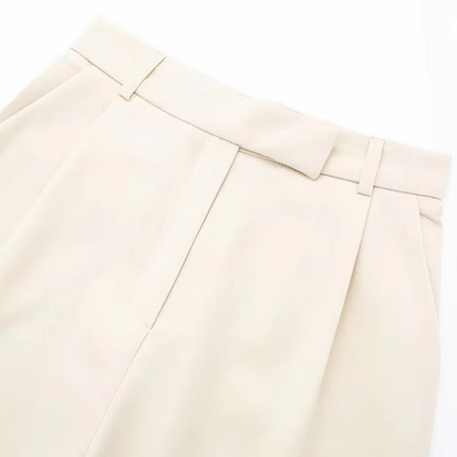 LIV - Elegante broek met ritssluiting aan de voorkant in beige