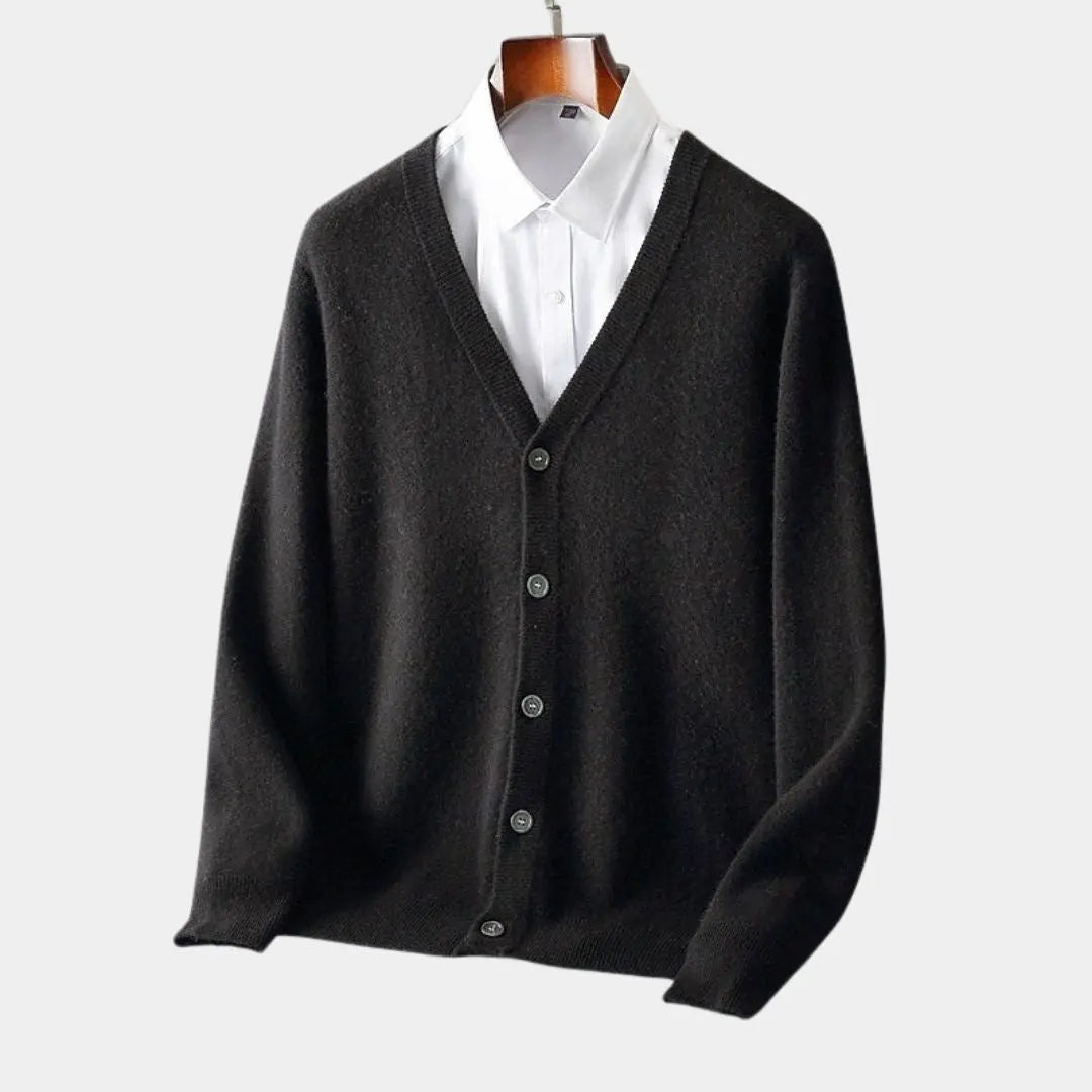Gebreid heren vest met knoopsluiting en klassieke fit – DOVAREN - Glamorix