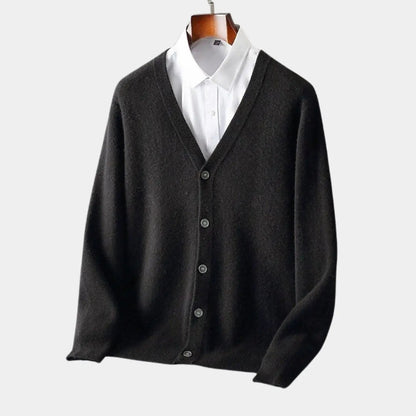 Gebreid heren vest met knoopsluiting en klassieke fit – DOVAREN - Glamorix