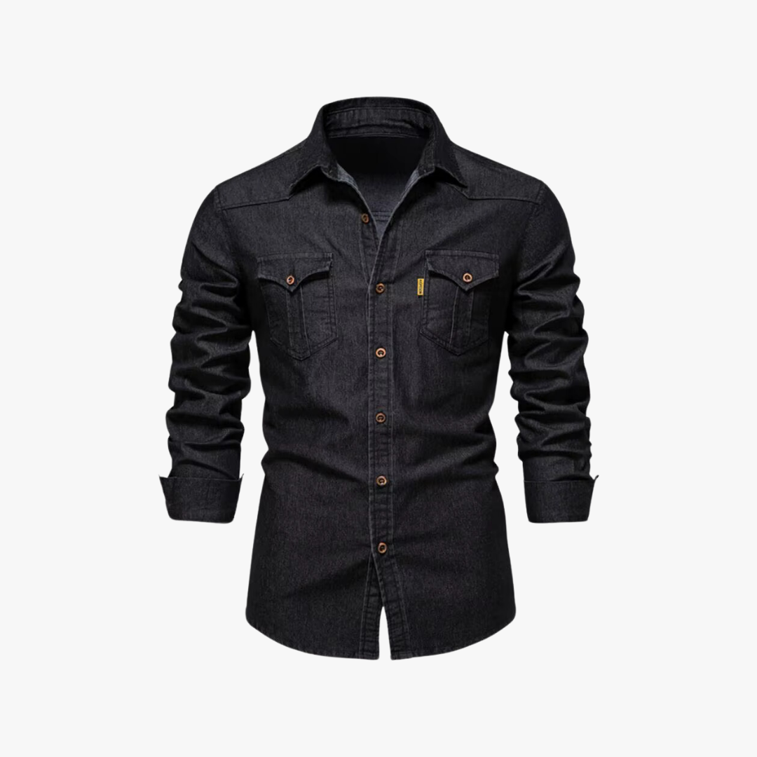 Denim overhemd met lange mouwen voor heren – LUCAS