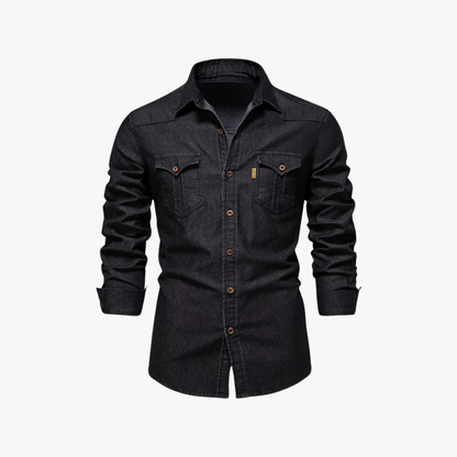 Denim overhemd met lange mouwen voor heren – LUCAS