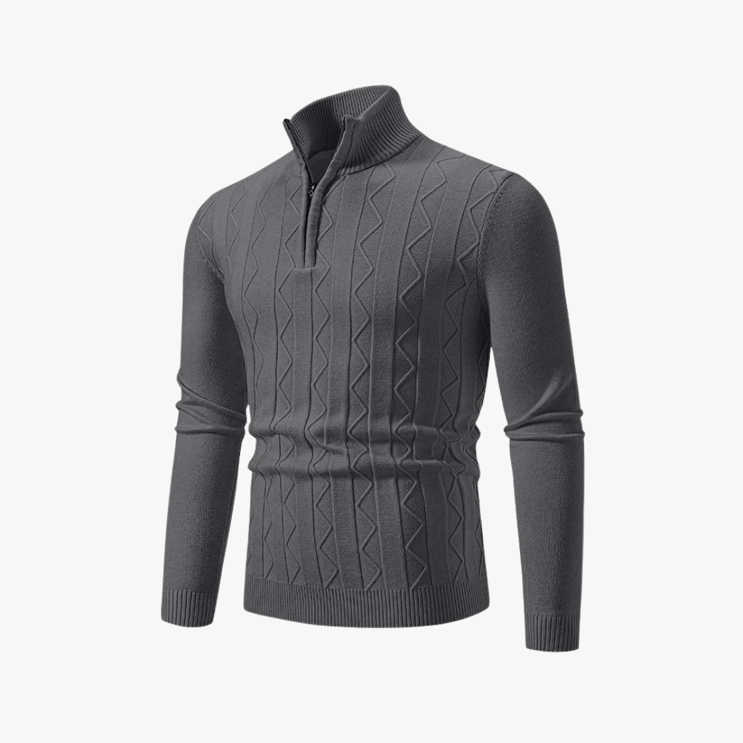 Gebreide heren trui met halve rits en tijdloze stijl – LESTON - Glamorix