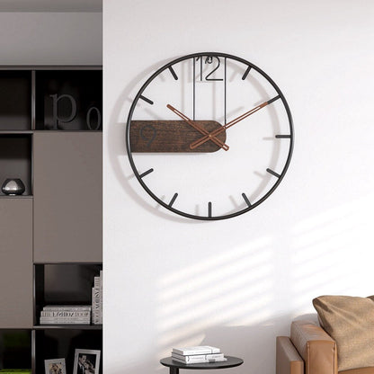 Moderne wandklok met walnoothout en stalen accenten – TEMPRO WalnutSteel - Glamorix