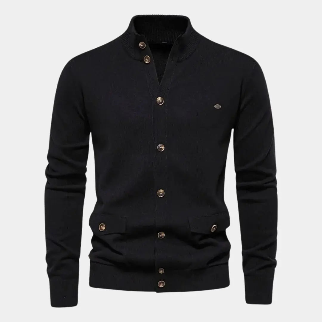 Gebreid herenvest met knoopsluiting en praktische zakken – LORVEN - Glamorix