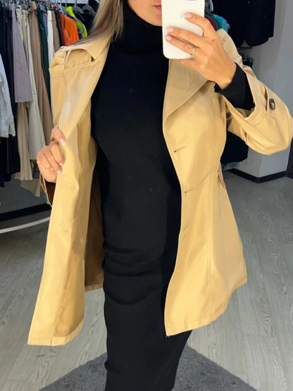 LEONA - Korte getailleerde trenchcoat met enkele knoopsluiting voor dames