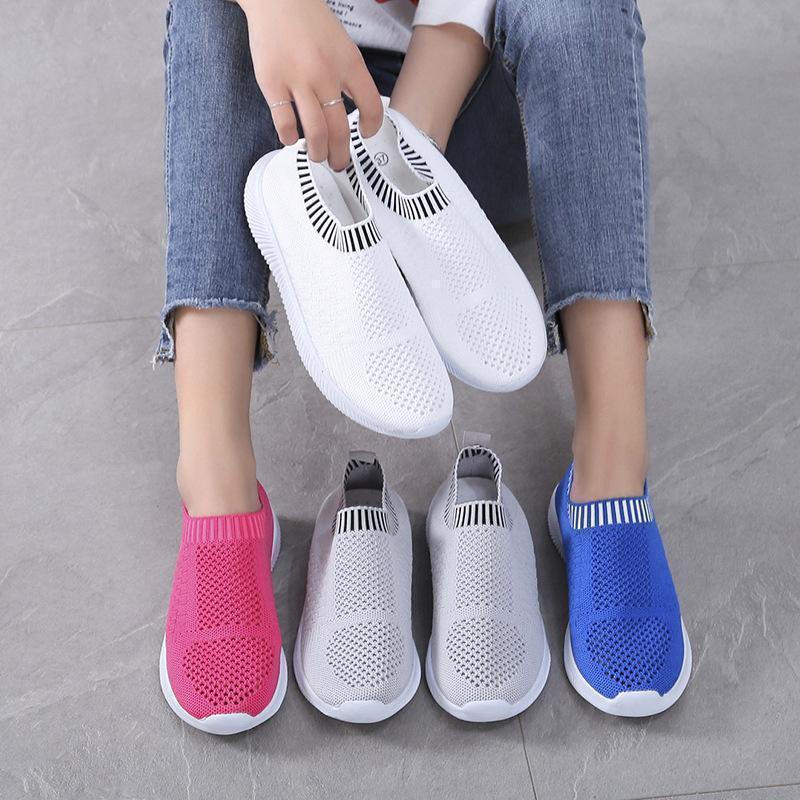 Modieuze ademende slip-on sneaker met sok-achtige pasvorm – NORINA - Glamorix