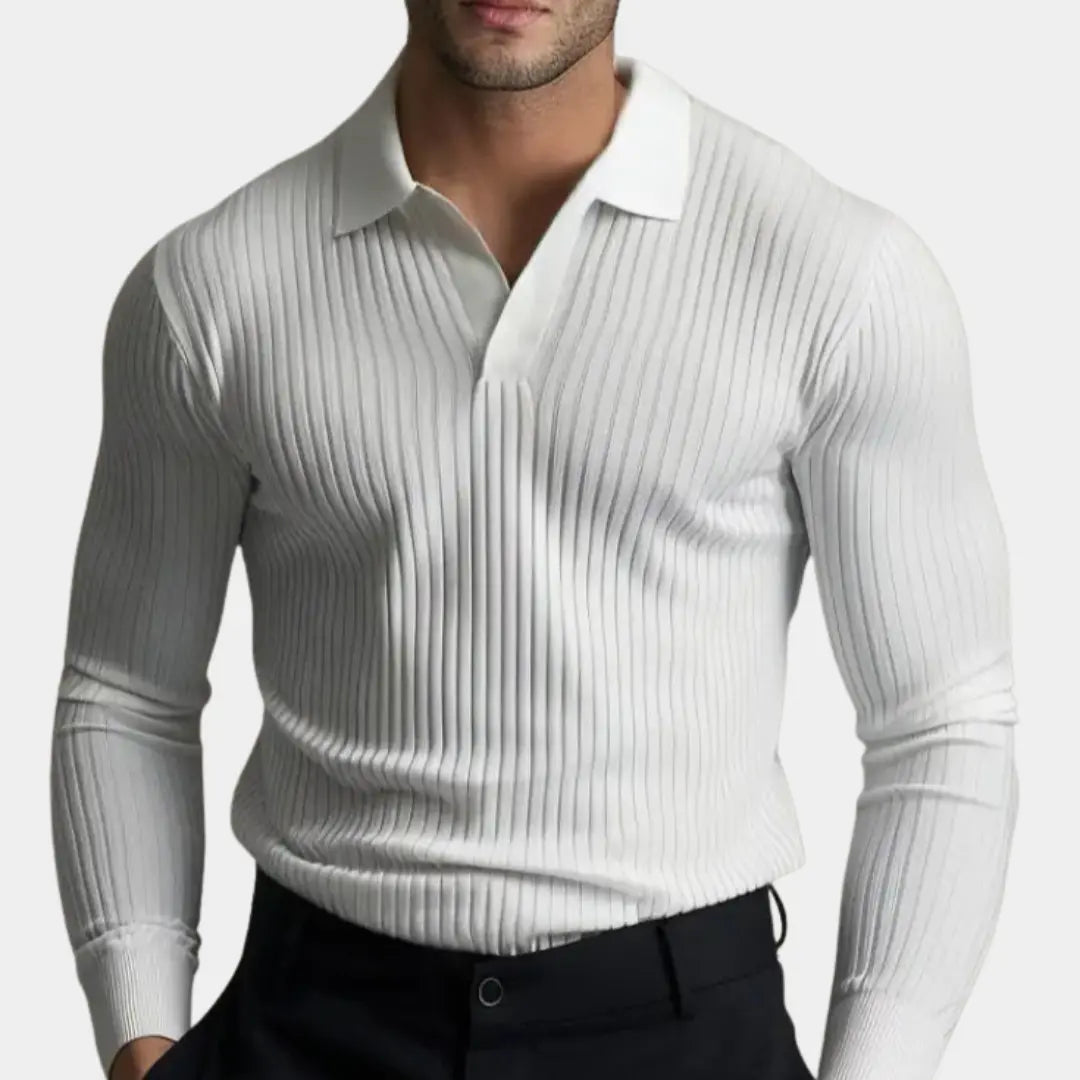 CAIN – Gebreide polo met lange mouwen voor heren