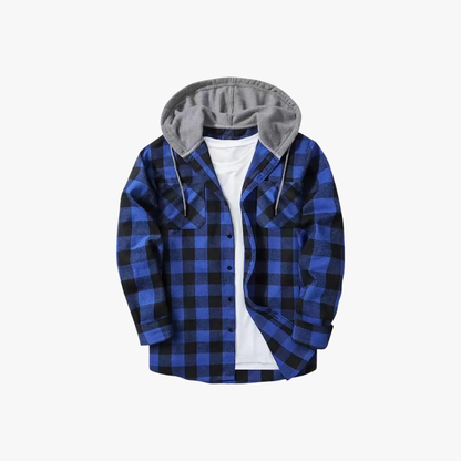 LUCAS - Geruit flanellen shirt met capuchon voor heren