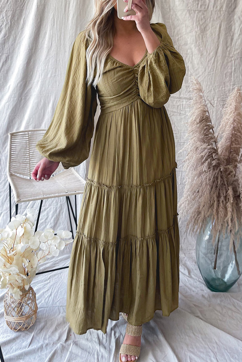 Elegante Maxi Jurk met V Hals en Strikdetail voor Avondgelegenheden – ISABELLA GLAM - Glamorix