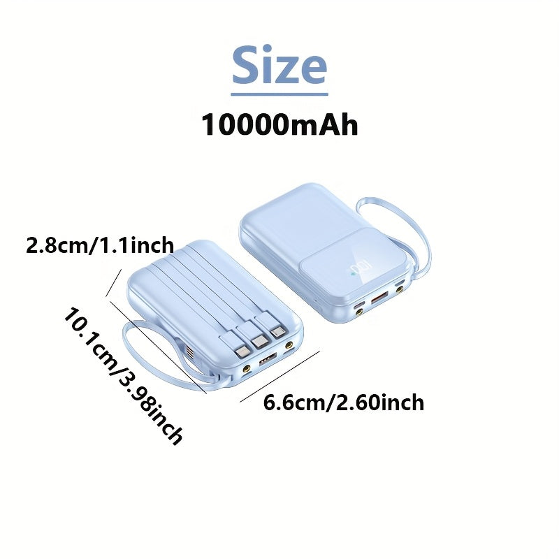 10.000mAh draagbare powerbank met snelladen en ingebouwde kabels – VOLTRIQ MINI10 - Glamorix