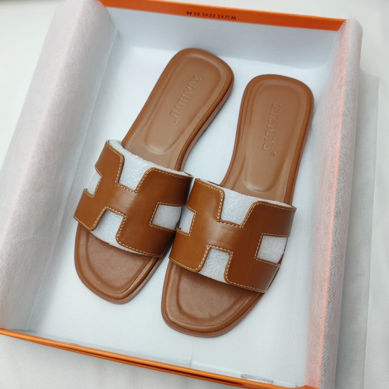 Elegante dames instapsandaal met iconische H-band – HARLIA SLIDE - Glamorix