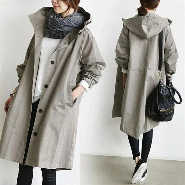 ISLA – Waterdichte oversized halflange trenchcoat voor dames