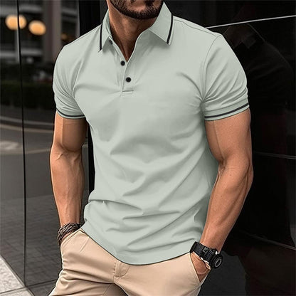 DAMON - Luxe slimfit poloshirt met contrasterende randen voor heren