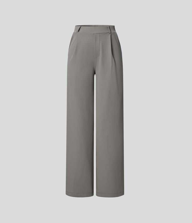 Wijde damesbroek met hoge taille en elegante snit – VelluraWide - Glamorix