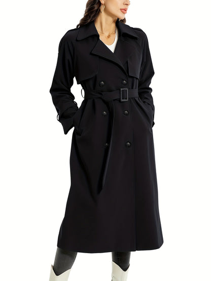 FELICIA - Lange dubbelzijdige trenchcoat met riem en brede revers voor dames